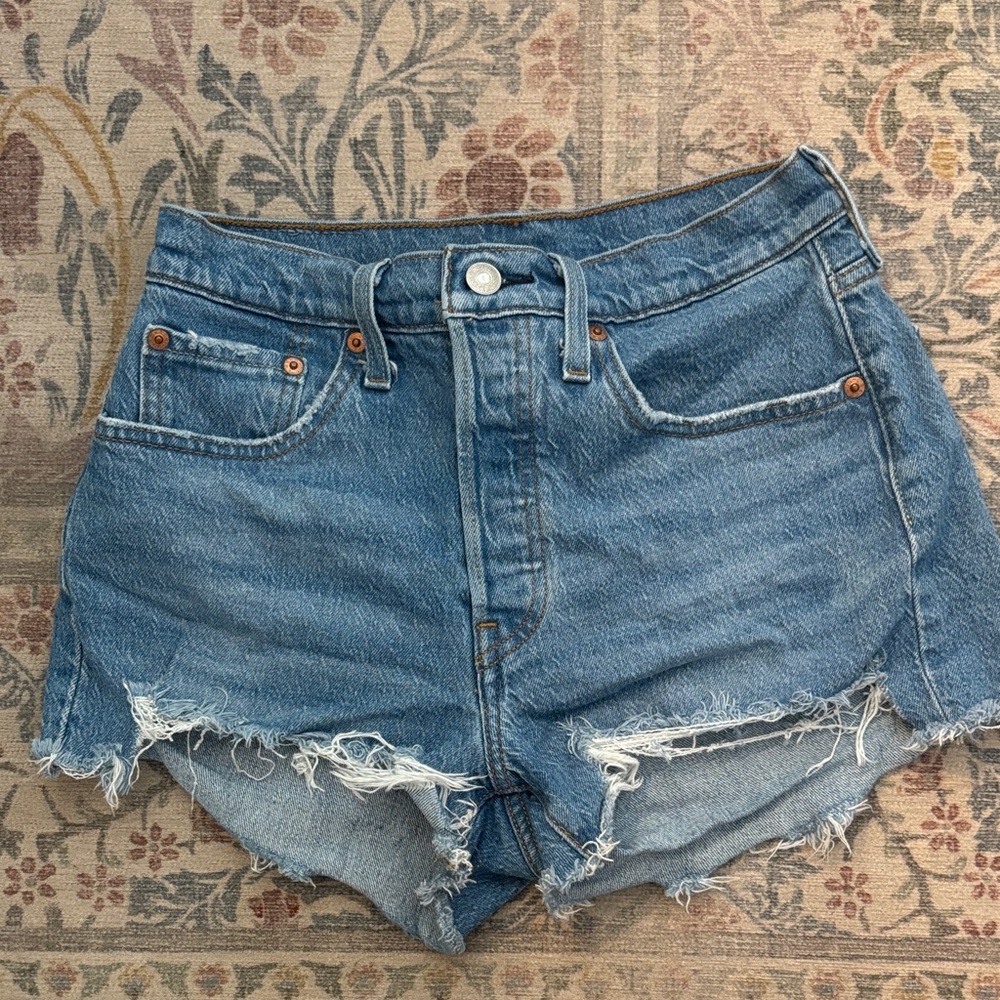 Levi's Blue Denim 501 Jeans with Leather Patch